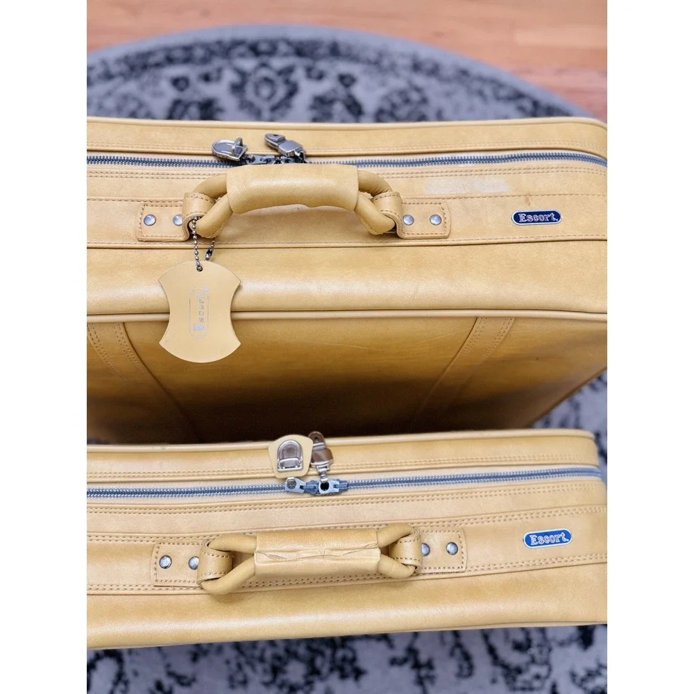 Vintage American Tourister ESCORT Suitcase Set 2pc Mustard Yellow Retro 70s MCM